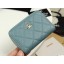 Chanel classic card holder Grained Calfskin & Gold-Tone Metal A69271 light Blue JK1301vj67