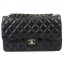 Chanel Classic Flap Bag Black Cannage Pattern CF1113 Gold JK967rf34