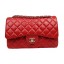 Chanel Classic Flap Bag Red Original Leather CF1113 Gold JK1049Tk78