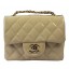 Chanel Classic MINI Flap Bag Apricot Original Patent Leather CF1115 Gold JK951nB26