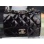 Chanel Classic mini Flap Bag Black Original Patent Leather CF7171 Silver JK277uT54