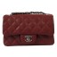 Chanel Classic MINI Flap Bag Burgundy Cannage Pattern CF1119 Silver JK955tg76