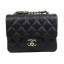 Chanel Classic MINI Flap Bag CF1115 Black Cannage Pattern Gold JK901KX86