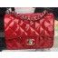 Chanel Classic mini Flap Bag Red Original Patent Leather CF7171 Silver JK275yC28