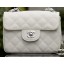 Chanel Classic MINI Flap Bag White Cannage Pattern A1115 Silver JK742VF54