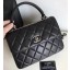 Chanel Classic Top Flap Bag Black Original Sheepskin Leather A92236 Silver JK43Il41