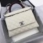 Chanel Classic Top Handle Bag White Cannage Pattern A92290 Red JK5378Af99