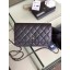 Chanel classic wallet on chain Grained Calfskin & Silver-Tone Metal 33814 Pearlescent black JK4593CI68