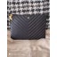 Chanel Clutch Bag Black Caviar Leather 7012 Gold JK2434TL77