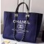 Chanel Large Canvas Tote Shopping Bag A5002 Blue JK306Jz48