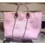 Chanel Large Canvas Tote Shopping Bag A5002 Pink JK308UF26