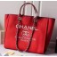 Chanel Large Canvas Tote Shopping Bag A5002 Red JK307vm49