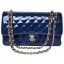 Fake Chanel 2.55 Series Flap Bag Blue Patent Leather A1112 Gold JK708xE84