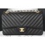 Fake Chanel 2.55 Series Flap Bag Lambskin Chevron Leather A1112CF Black JK533Qv16