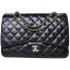 Replica Chanel Maxi Quilted Classic Flap Bag Black Sheepskin A58601 Gold JK682KG80