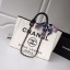 Replica Cheap Chanel Original Tote Shopping Bag Canvas Calfskin & Silver-Tone Metal 92298 white JK5044Mq48