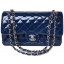 Replica Designer Chanel 2.55 Series Flap Bag Blue Patent Leather A1112 Silver JK707Bb80