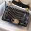 Small BOY CHANEL Handbag Crumpled Calfskin & Gold-Tone Metal A67085 black JK4943Eb92