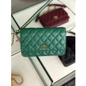 Best 1:1 Chanel Original Leather Chain Wallet AP0724 green JK4437eT55