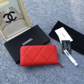 Best CHANEL 19 sheepskin & Gold-Tone Metal Wallet AP1063 red JK1198kr25