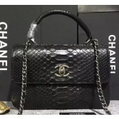 Best Chanel Classic Top Flap Bag Original Snake Leather A90095 Black JK103kr25