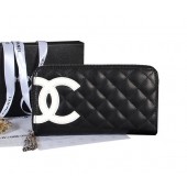 Best Replica Chanel Combon Zip Around Wallet White CC Logo A50078 Black JK1537bj75