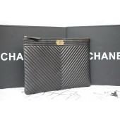 Boy Chanel Chevron Black Sheepskin Leather Clutch A69253 JK515VI95