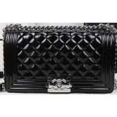 Boy Chanel Flap Bag Original Pearly Patent Leather A67025 Black JK810zS17