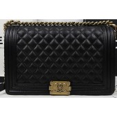 Boy Chanel Flap Bags Original Black Cannage Pattern A67088 Gold JK803TL77