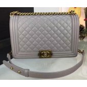 Boy Chanel Flap Bags Original Grey Cannage Pattern A67088 Gold JK48Lo54