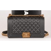 Boy Chanel Flap Shoulder Bag Black Original Cannage Pattern A67086 Gold JK452HW50