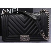 Boy Chanel Flap Shoulder Bag Herringbone Stitching CHA6817 Black JK824Gm74