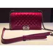 Boy Chanel Flap Shoulder Bag Red Sheepskin Leather A67189 Silver JK136yx89