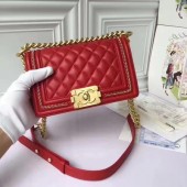 Boy Chanel Flap Shoulder Bag Sheepskin Leather A67085E Red JK5954UF26