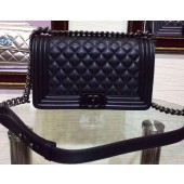 Boy Chanel Flap Shoulder Bag Sheepskin Leather A67086 Black JK598dX32