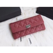 BOY CHANEL Flap Wallet A80286 red silver-Tone Metal JK1384hI90