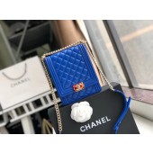 Boy chanel handbag Patent leather & Gold-Tone Metal AS0130 blue JK4698Qu69