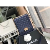 Boy chanel handbag Sheepskin & Gold-Tone Metal AS0130 dark blue JK4701VI95