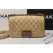 Boy Chanel mini Flap Bag Apricot Cannage Pattern A67025 Gold JK853xh67