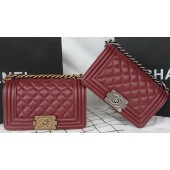 Boy Chanel mini Flap Bag Original Cannage Pattern A67085 Burgundy JK527mm78