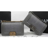 Boy Chanel mini Flap Bag Original Python Leather A67085 Grey JK754vN22