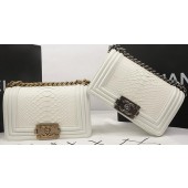 Boy Chanel mini Flap Bag Original Python Leather A67085 OffWhite JK753wn15