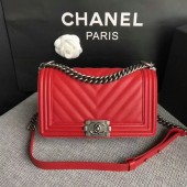 Boy Chanel Original Chevron Leather 67086 Red JK5486EB28