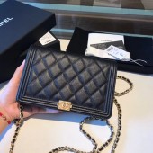 BOY CHANEL Original Wallet on Chain A80287 black JK5031Xr72