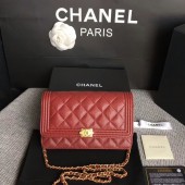 Boy Chanel WOC Flap Bag Original Calfskin Leather CHA6040 Dark Red JK5689Il41