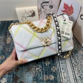 Chanel 19 flap bag AS1161 White&Rainbow line JK2441zS17