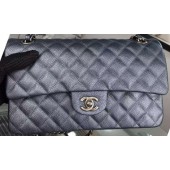 Chanel 2.55 Series Flap Bag Black Cavier Leather A05480 Silver JK662TP23