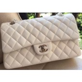 Chanel 2.55 Series Flap Bag White Original Leather A01112 Silver JK671Jz48