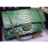 Chanel 2.55 Series Flap Bags Deep Green Original Python Leather A1112SA Gold JK376Wi77