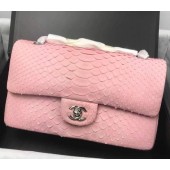 Chanel 2.55 Series Flap Bags Sakura Pink Original Python Leather A1112SA Silver JK2562ki86